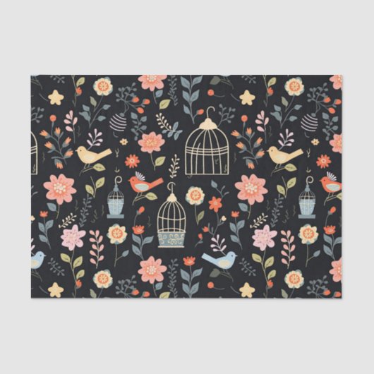Tijdloze Midnight Birdcage Decoupage Tissuepapier (Voorkant)
