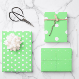 Tijdloze Mint White Polka Dot Gift Wrapping Paper
