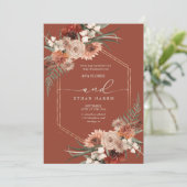 Tijdloze Modern Twist Terracotta Lijst bruiloft Kaart (Staand voorkant)
