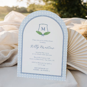 Tijdloze Moderne Boog Monogram Baby Boy Shower Kaart