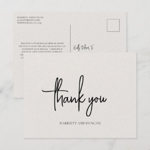 Tijdloze Neutral Beige Elegante bruiloft Bedankt Briefkaart