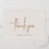 Tijdloze Neutral Beige Elegante bruiloft Bedankt Folie Uitnodiging (Voorkant)