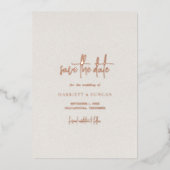 Tijdloze Neutral Beige Wedding Save the Date Folie Uitnodiging (Voorkant)