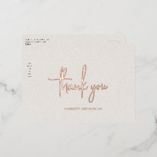 Tijdloze Neutrale Beige Elegante Trouw Dank Je Folie Uitnodiging Briefkaart