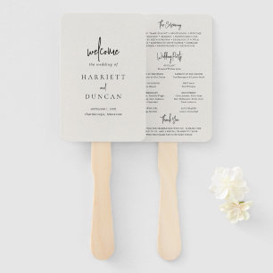 Tijdloze Neutrale Beige Elegante Trouwprogramma Handwaaier