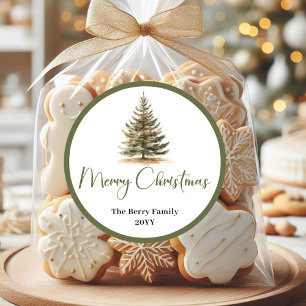 Tijdloze Neutrale Kerst Persoonlijke Familie  Ronde Sticker