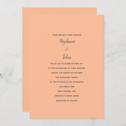 Tijdloze Peach Fuzz Grey Eenvoudige Minimalistisch Kaart (Voorkant / Achterkant)