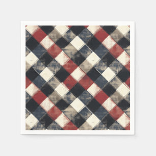 Tijdloze Retro Navy en Red Plaid Pattern Servet
