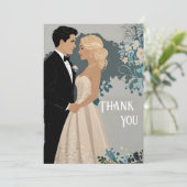 Tijdloze Romance: aquarel bruid en bruidegom kunst Bedankkaart (Staand voorkant)