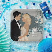 Tijdloze Romance: aquarel bruid en bruidegom kunst Papieren Bordje (Feest)