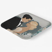 Tijdloze Romance: aquarel bruid en bruidegom kunst Papieren Bordje (Gebogen)