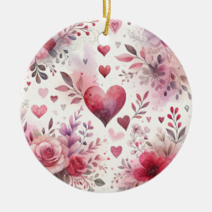 Tijdloze Romance: een klassiek Valentijnsdag patro Keramisch Ornament