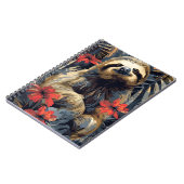 Tijdloze rust: luiaard met rode bloem notitieboek (Linkerzijde)