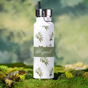 Tijdloze Salie Olijf Waterverf Naam Waterfles