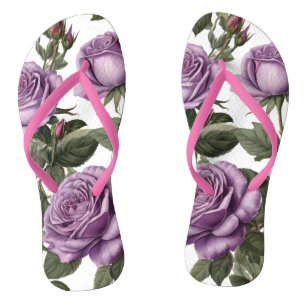 Tijdloze schoonheid: Paarse provinciale  Rozen Teenslippers