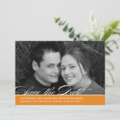 Tijdloze Script Foto Save The Date - Oranje (Staand voorkant)