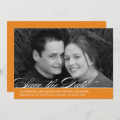 Tijdloze Script Foto Save The Date - Oranje (Voorkant / Achterkant)
