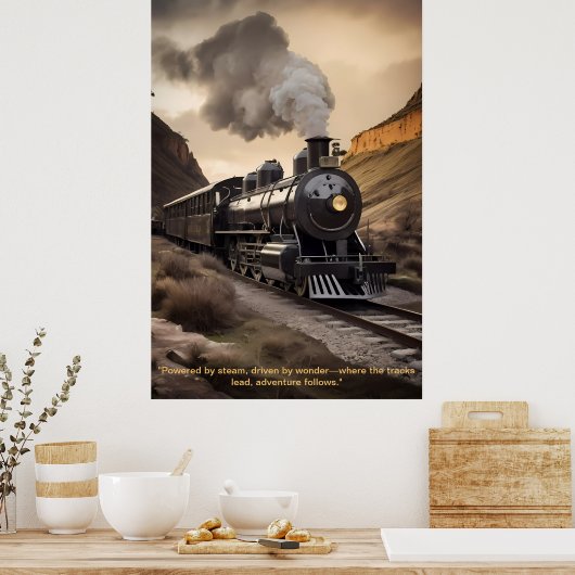 Tijdloze stoom: de majesteit van klassieke treinen poster (Keuken)