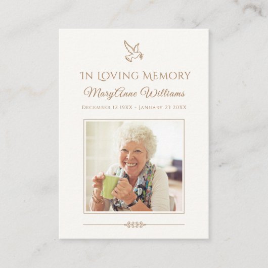 Tijdloze Sympathy Wake Memorial Kaart Visitekaartje (Voorkant)