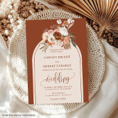 Tijdloze Terracotta Pampas Grass Bloemen Huwelijk Kaart