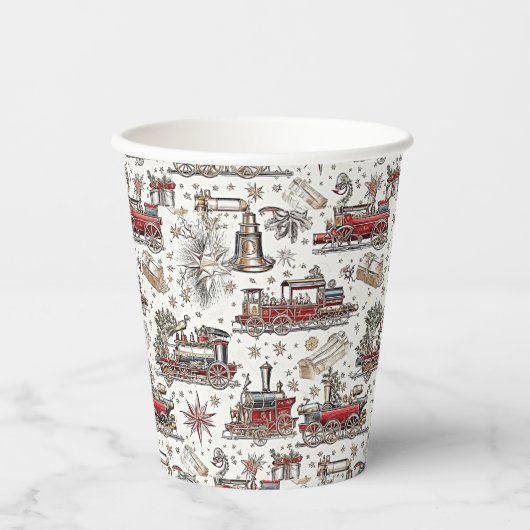 Tijdloze trein: feestelijk papieren bekers (Voorkant)