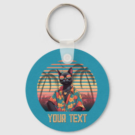 Tijdloze Tropical Cat Attitude Round Sleutelhanger