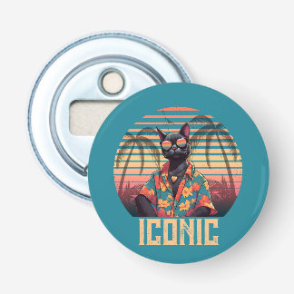 Tijdloze tropische kattenhouding button flesopener