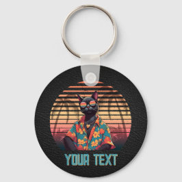 Tijdloze tropische kattenhouding rond de Sleutelha Sleutelhanger