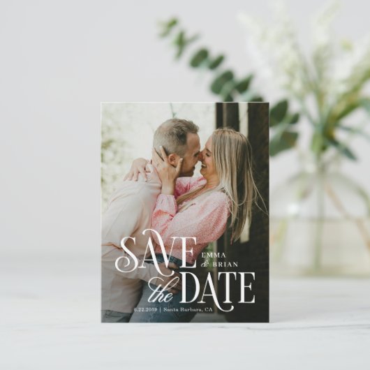 Tijdloze Trouwkaart Save The Date Postkaart (Staand voorkant)