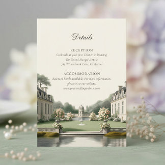 Tijdloze Tuin | Franse Château Trouwdetail  Informatiekaartje