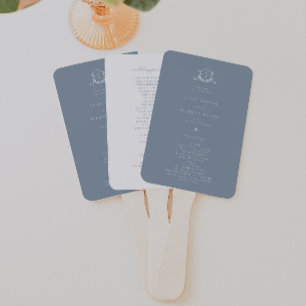 Tijdloze Vines Monogram Crest Dusty Blue Programma Handwaaier
