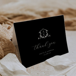 Tijdloze Vines Monogram Crest Trouwfoto Bedankkaart