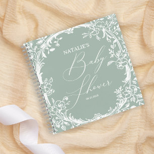 Tijdloze Vintage Bloemengroene Baby Shower Notitieboek