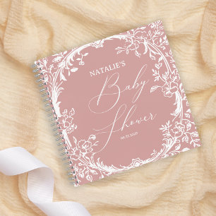 Tijdloze Vintage Roze Bloemen Baby Shower Notitieboek