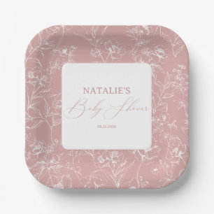 Tijdloze Vintage Roze Bloemen Baby Shower Papieren Bordje