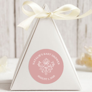 Tijdloze Vintage Roze Bloemen Baby Shower Ronde Sticker