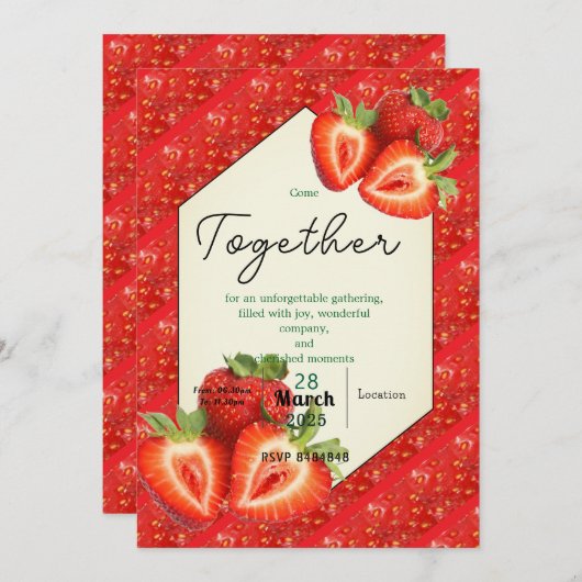 Tijdloze vriendschap met aardbei kaart (Voorkant / Achterkant)