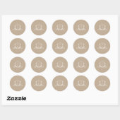 Tijdloze wijnstokken Monogram Kam Dusty Beige Ronde Sticker (Vel)