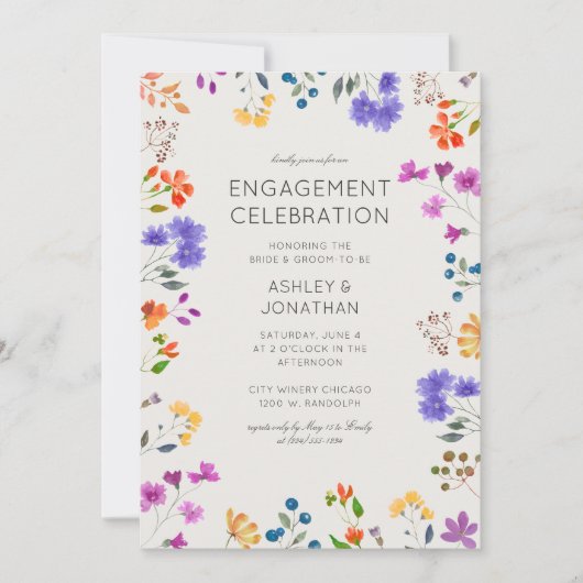 Tijdloze Wildflower Alabaster Engagement Party Kaart (Voorkant)
