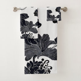 Tijdloze zwart-wit elegante bloemen bad handdoek