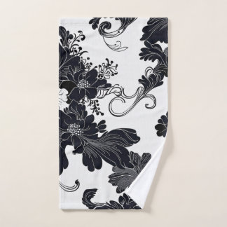 Tijdloze zwart-wit elegante bloemen handdoek