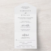 Tijdloze zwart-wit elegante bruiloft all in one uitnodiging (Binnen)