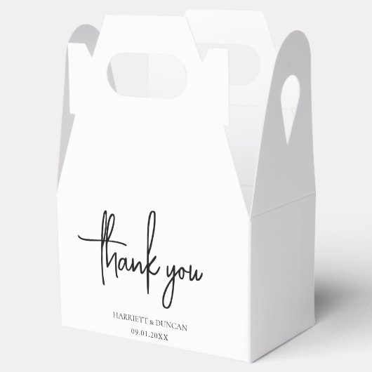 Tijdloze zwart-wit elegante bruiloft bedankdoosjes (Geopend)