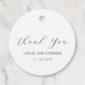 Tijdloze zwart-wit elegante bruiloft bedankjes labels (Voorkant)