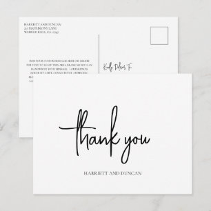 Tijdloze zwart-wit elegante bruiloft Dank u Briefkaart