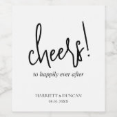 Tijdloze zwart-wit elegante bruiloft wijn etiket (Enkel label)