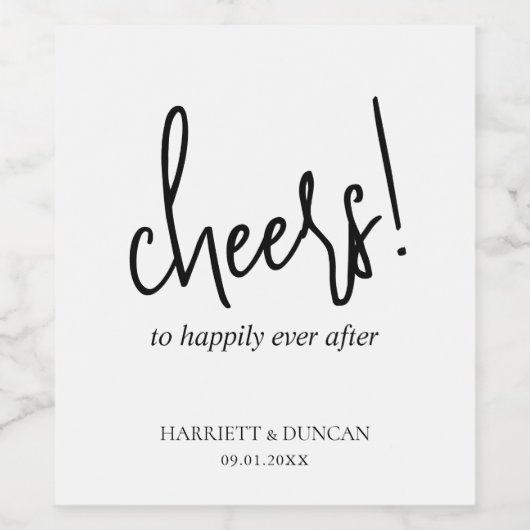 Tijdloze zwart-wit elegante bruiloft wijn etiket (Enkel label)