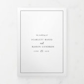 Tijdloze zwart-wit QR-code Elegante bruiloft Drieluik Uitnodiging (Cover)
