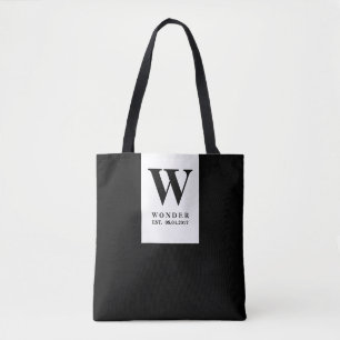 Tijdloze Zwarte Trouw Monogram   Minimalistisch On Draagtas