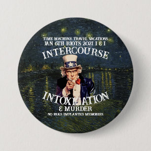 Tijdmachine Reis Vakanties 6 januari rellen Trump Ronde Button 7,6 Cm